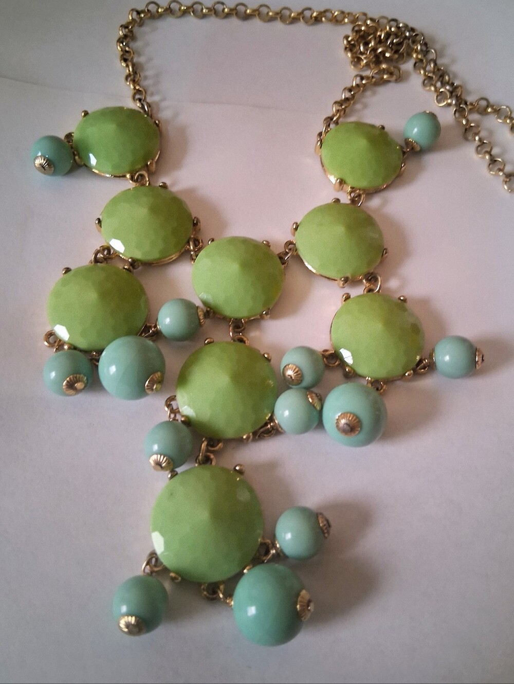 J.Crew Mint Green Sky Blue Statement Necklace 18"